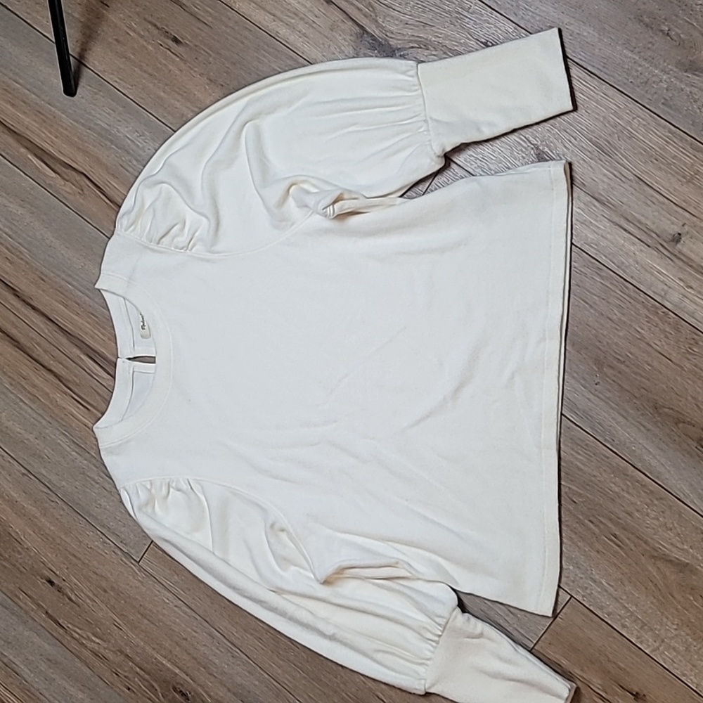 Madewell Piglet Mutton Sleeve Top Antique Cream Puff Sleeve Blouse Size XL - Picture 3 of 9